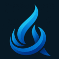 Abstract blue flame or wave logo for Lumina AI Strategy, symbolizing intelligent flow, legacy, and digital transformation.