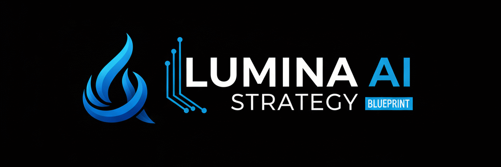 Lumina AI Strategy logo with blue flame icon and 'Elite Legacy Blueprint' tagline, representing strategic AI consulting.