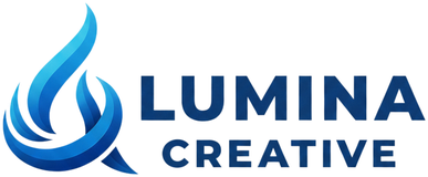 Lumina Creative LLC logo — blue flame icon with wordmark